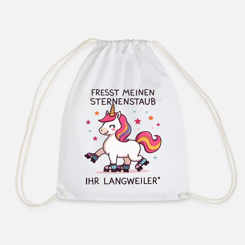 Rollschuh Einhorn - Turnbeutel - Weiß