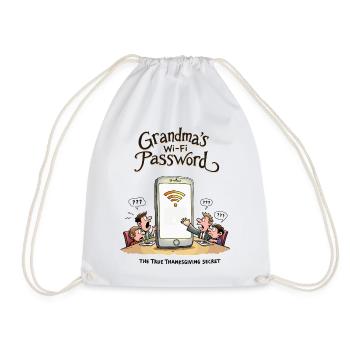 Grandma's Wi-Fi password - Drawstring Bag - white - Front