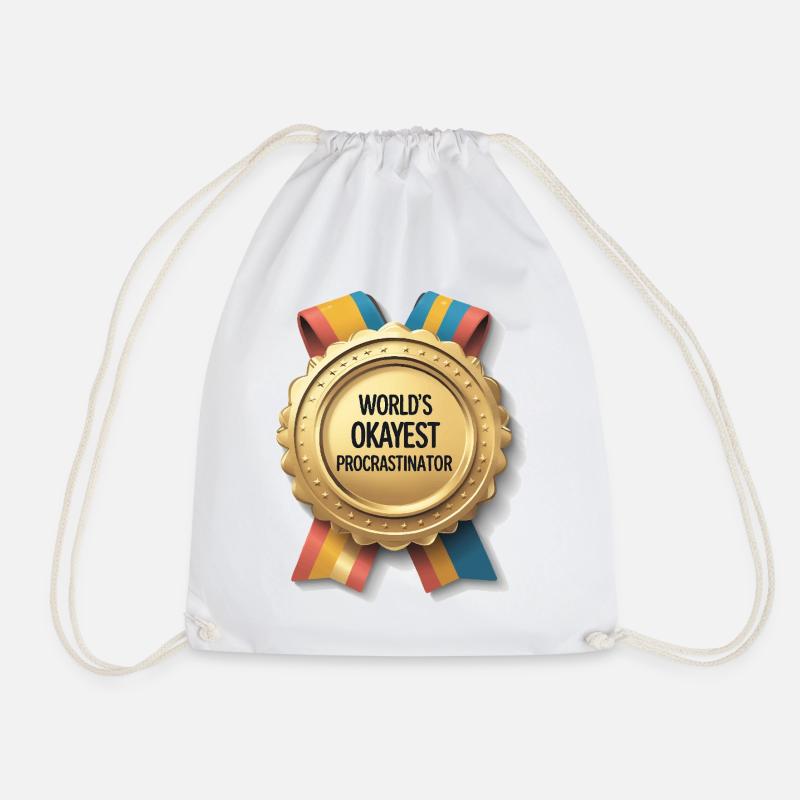 World's best procrastinator of progress - Drawstring Bag - white