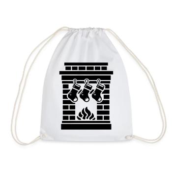 Kamin Weihnachtlich Weihnachtssocke - Turnbeutel - Weiß - Vorne