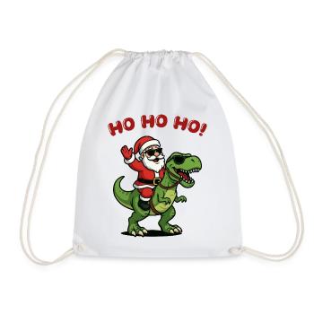 Santa auf Dino: Ho Ho Ho - Turnbeutel - Weiß - Vorne