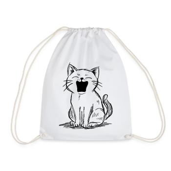 Gribouillis de chat miaulant fort | Sketch drôle de chat - Sac de sport léger - blanc - Devant