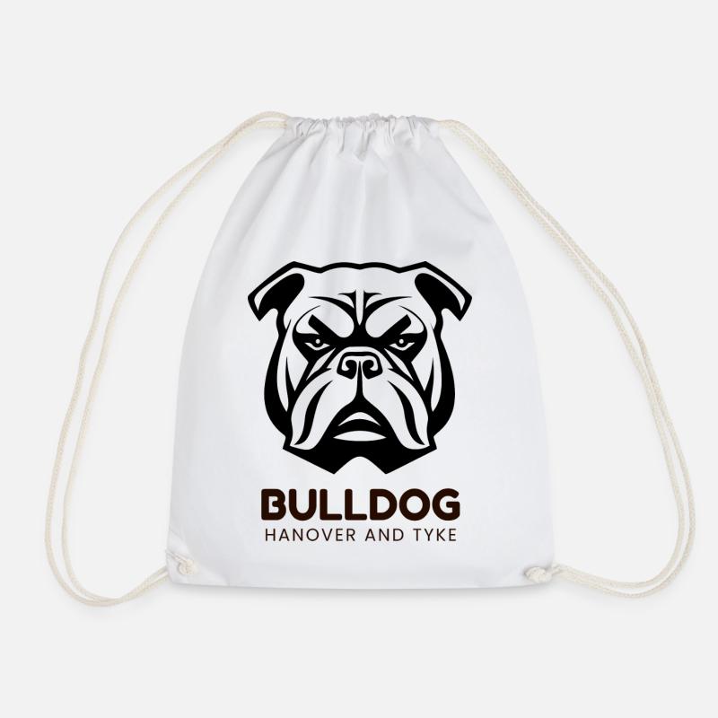 Bulldog Dog - Drawstring Bag - white