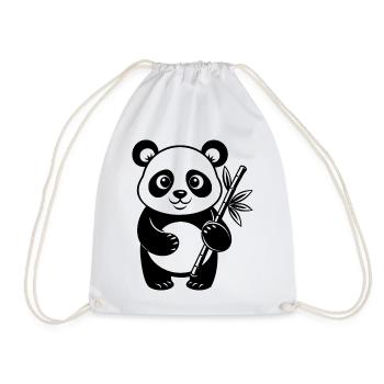 Panda mit Bambus - Turnbeutel - Weiß - Vorne