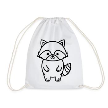 raccoon - Drawstring Bag - white - Front
