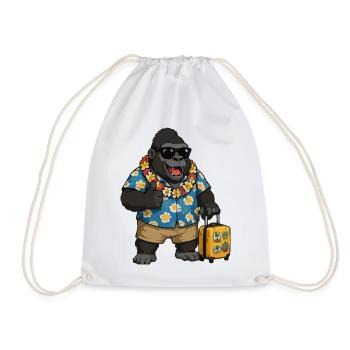 Urlaubs Gorilla Hawaii Hemd - Turnbeutel - Weiß - Vorne