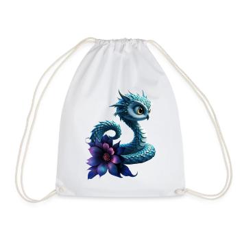 Blauer Drache mit Veilchenblume - Turnbeutel - Weiß - Vorne