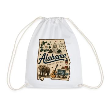 Vintage-Alabama State Pride Illustrated-Aufkleber - Turnbeutel - Weiß - Vorne