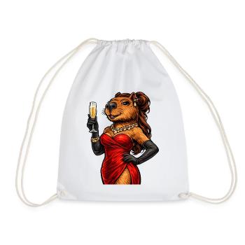 Dame noble de capybara avec du vin pétillant - Sac de sport léger - blanc - Devant