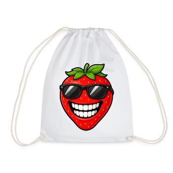 Coole Erdbeere Sonnenbrille Cartoon - Turnbeutel - Weiß - Vorne