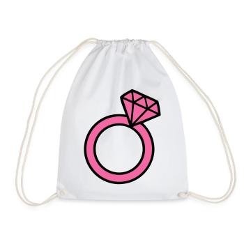 Pinker Diamantring Icon - Turnbeutel - Weiß - Vorne