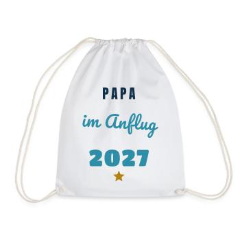 Papa im Anflug 2027 Baby unterwegs - Turnbeutel - Weiß - Vorne