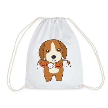 Beagle Happy Halloween Hunde Kostüm - Turnbeutel - Weiß - Vorne