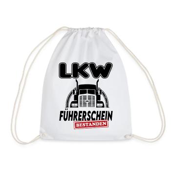 LKW  Führerschein bestanden Sprüche Lastwagen - Turnbeutel - Weiß - Vorne