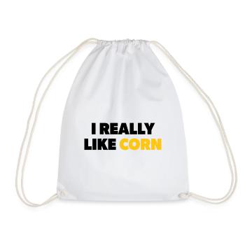 "I Really Like Corn" text in black & yellow - Drawstring Bag - white - Front