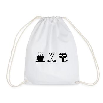 Kaffee. Katzen. Golf - Turnbeutel - Weiß - Vorne