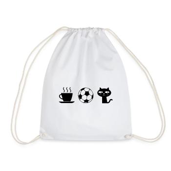 Kaffee. Katzen. Fußball - Turnbeutel - Weiß - Vorne