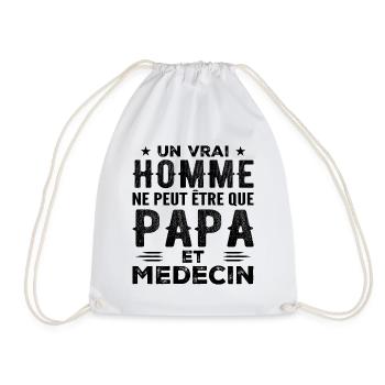A Real Man Is Just a Dad and a Doctor - Drawstring Bag - white - Front