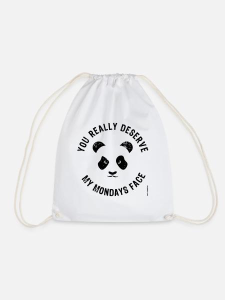 Mondays Face - Drawstring Bag - white