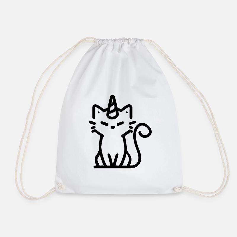 Einhorn-Katze - Turnbeutel - Weiß
