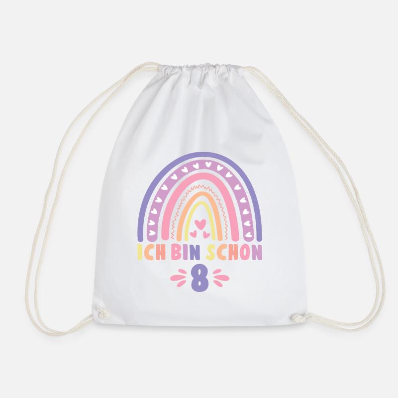 Ich bin schon 8 - 8 Geburtstag Mädchen Geschenk - Turnbeutel - Weiß