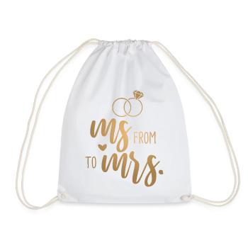 Wedding Bachelorette Party - From Ms. to Mrs. - Drawstring Bag - white - Front
