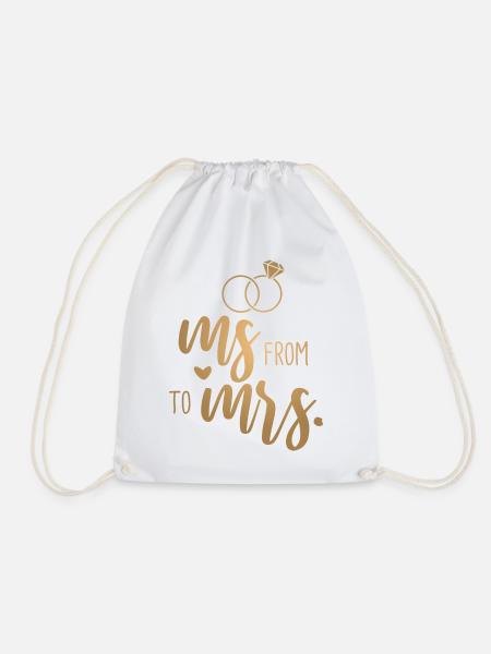 Hochzeit Junggesellenabschied - From Ms. to Mrs. - Turnbeutel - Weiß