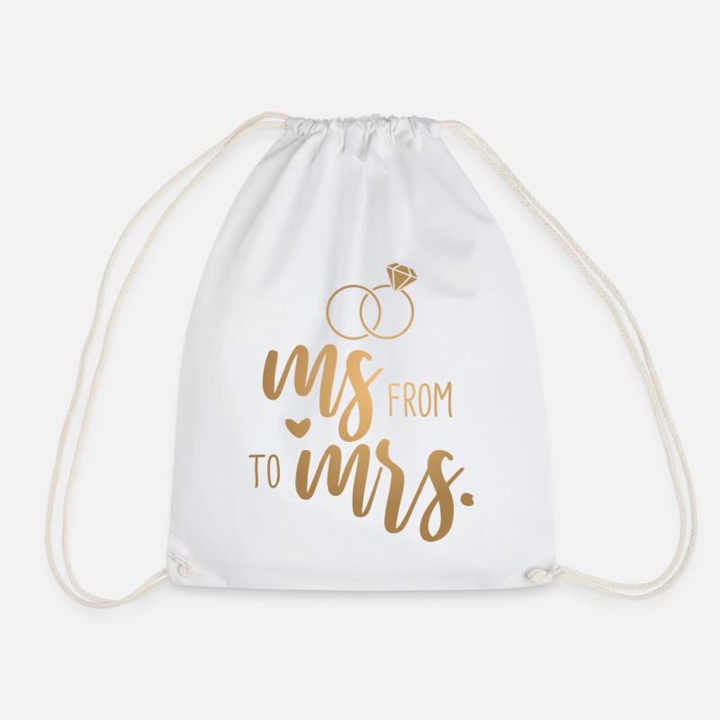 Hochzeit Junggesellenabschied - From Ms. to Mrs. - Turnbeutel - Weiß