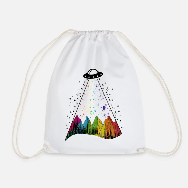 fliegende untertasse mit regenbogen ufo geschenk - Turnbeutel - Weiß