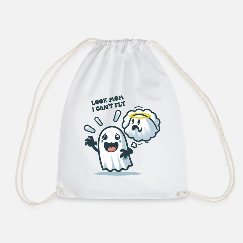 Look Mom I Can't Fly - Drawstring Bag - white
