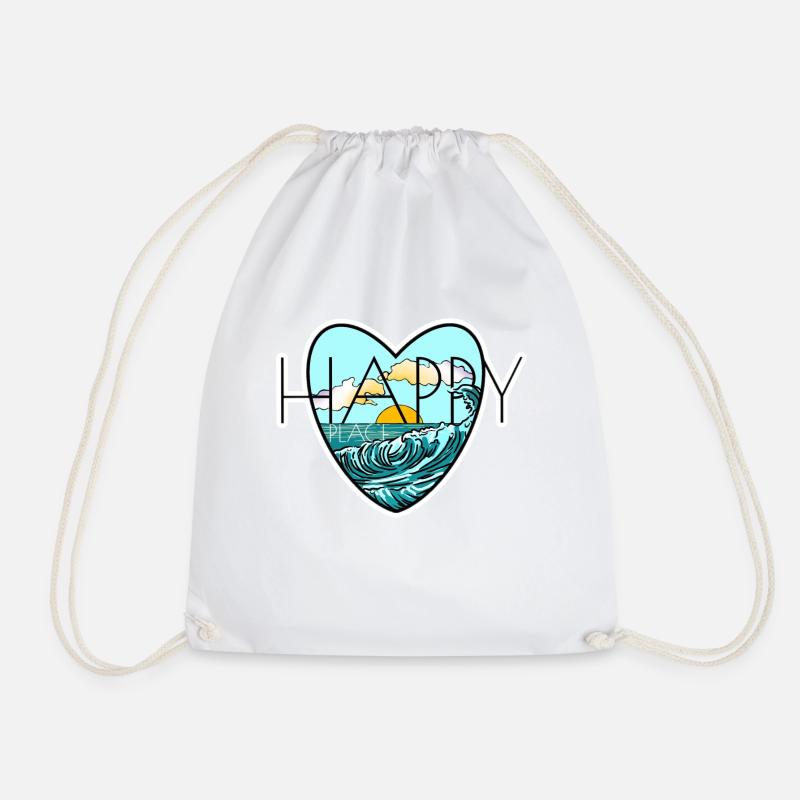 Happy Place - Drawstring Bag - white
