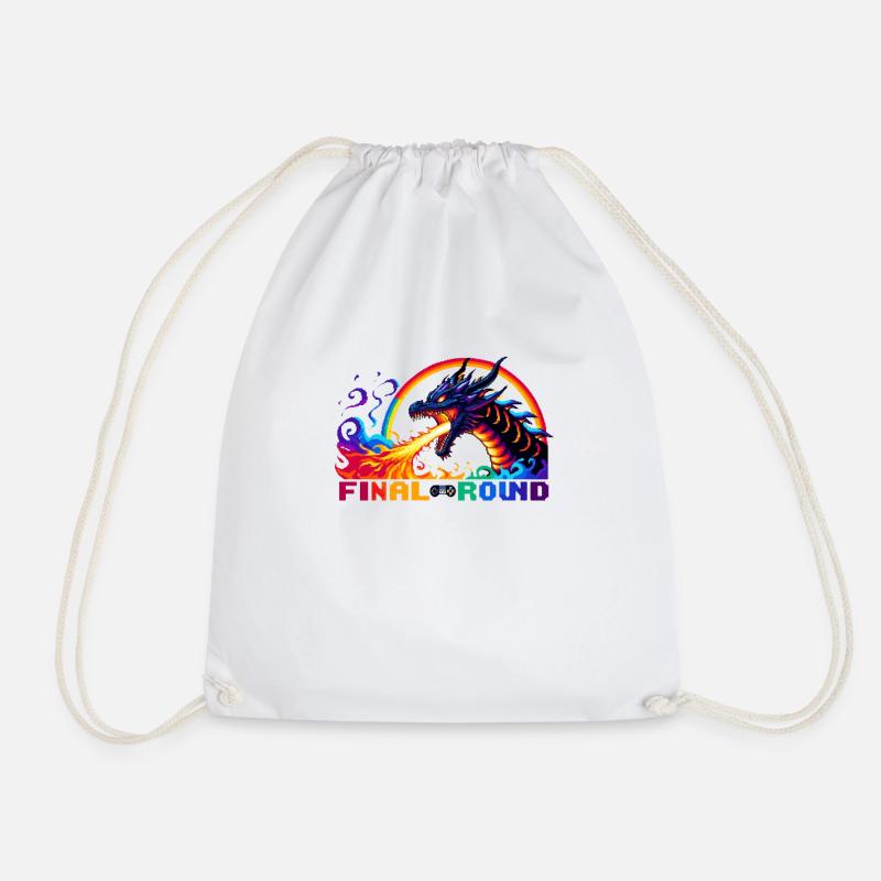 dragon retro gaming - Drawstring Bag - white
