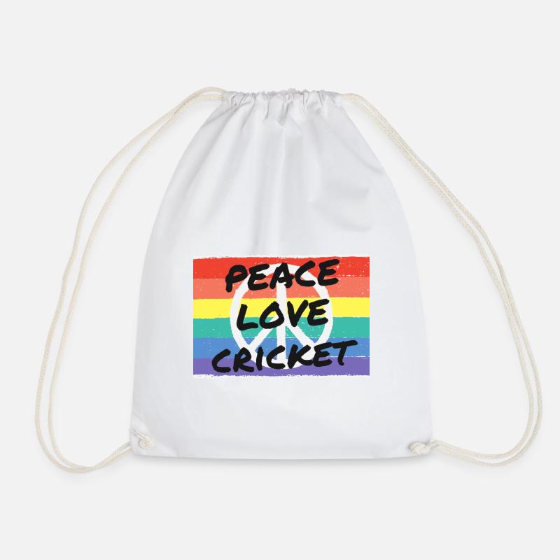 Peace. Love. Cricket - Drawstring Bag - white