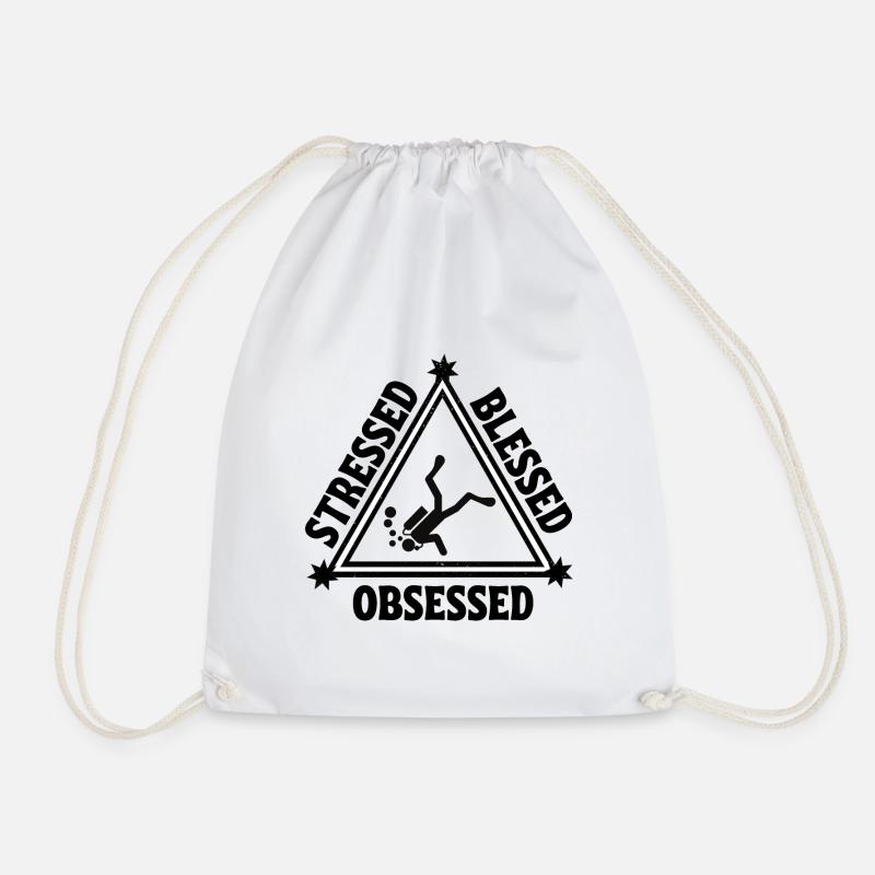 Scuba diving: Stressed. Blessed. Obsessed. - Drawstring Bag - white