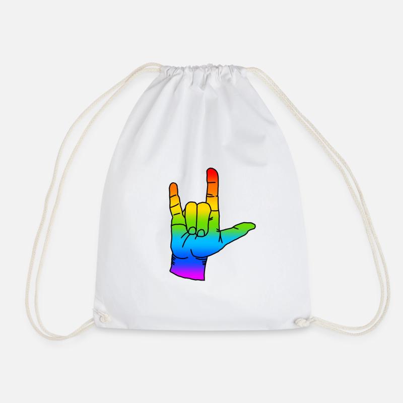 Regenbogen Rock n Roll - Turnbeutel - Weiß