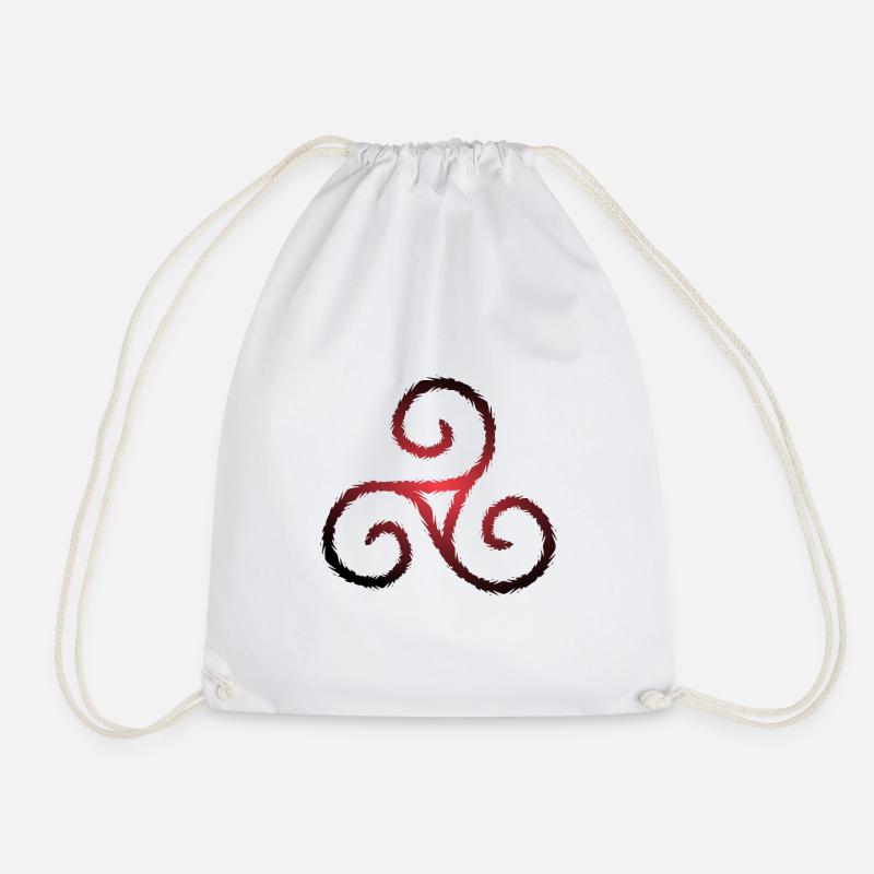 Celtic symbol triskele triple spiral - Drawstring Bag - white