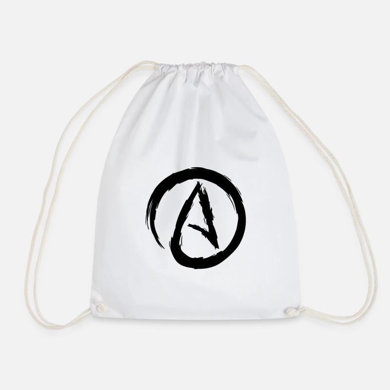 Atheism symbol atheist brush gift - Drawstring Bag - white