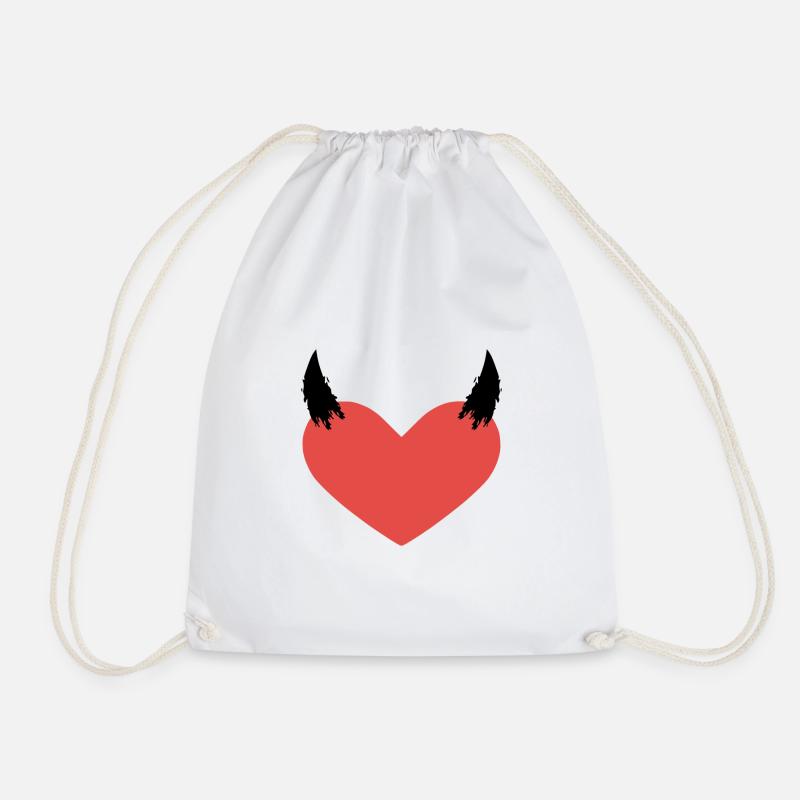 Herz Teufel Hörner Böse Symbol Geschenk - Turnbeutel - Weiß