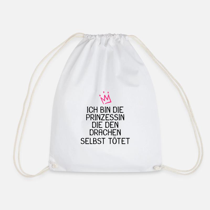 Prinzessin Spruch Drache Geschenk - Turnbeutel - Weiß