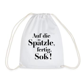Auf die Spätzle, fertig, Soß' - wähle Deine Farbe - Turnbeutel - Weiß - Vorne
