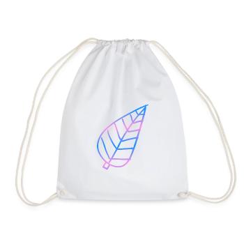 Leaf Blue Purple Pink Nature Symbol Motif - Drawstring Bag - white - Front
