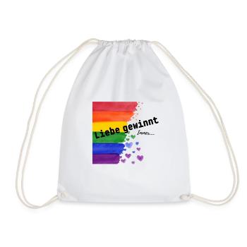 Liebe gewinnt immer Priede Regenbogen LGBTHerzen - Turnbeutel - Weiß - Vorne