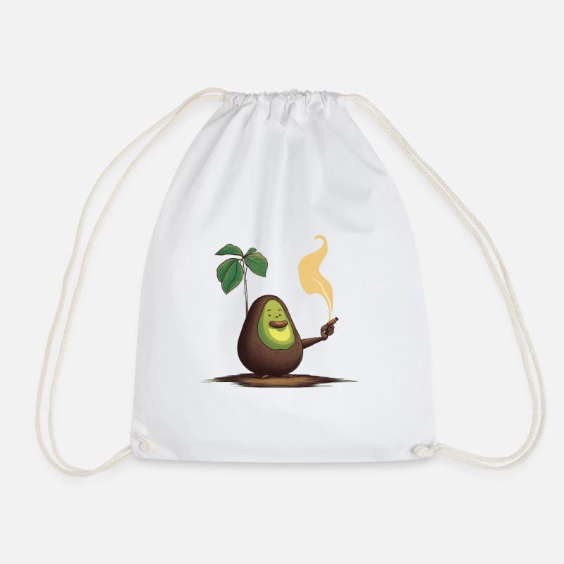 Avocado with cigar - Drawstring Bag - white