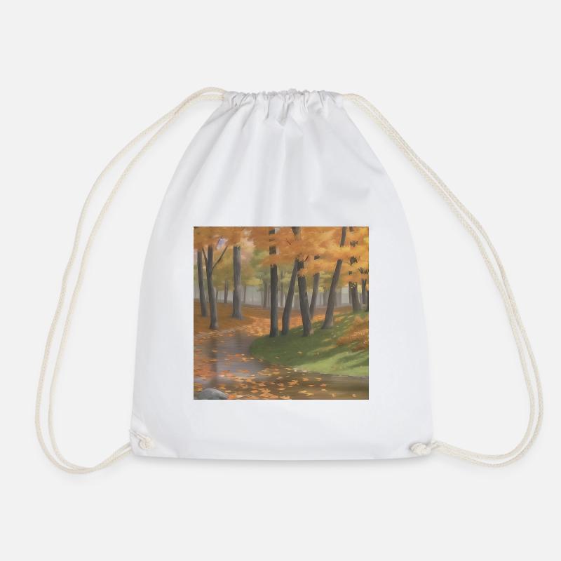Fall forest print - Drawstring Bag - white