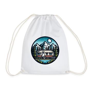 Camping Camper Caravan - Drawstring Bag - white - Front