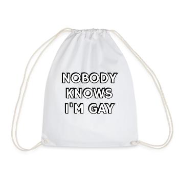Nobody knows Im gay pride humour - Drawstring Bag - white - Front