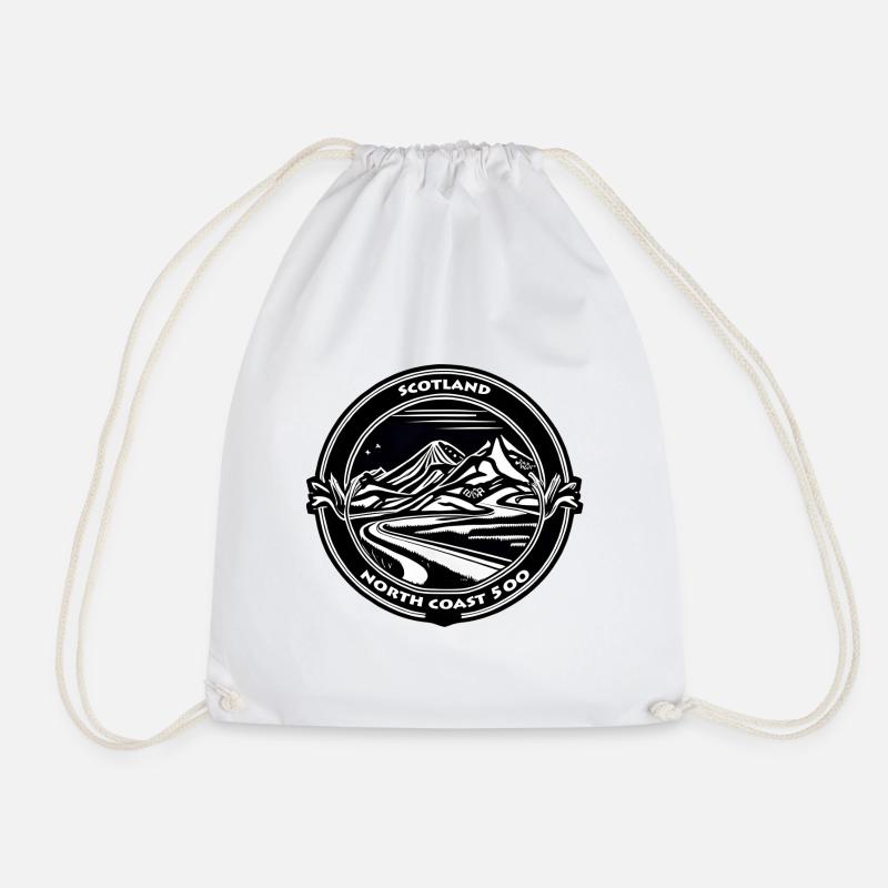 SCOTLAND NC 500 - Drawstring Bag - white