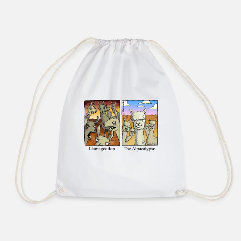 Llamageddon & The Alpacalypse - Drawstring Bag - white