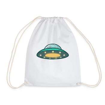 hugadino dinosaur UFO, cute dinosaur - Drawstring Bag - white - Front