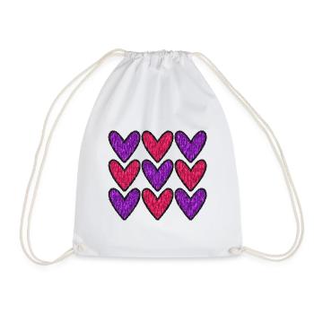 HEART. HAPPY BIRTHDAY. HAPPY BIRTHDAY - Drawstring Bag - white - Front